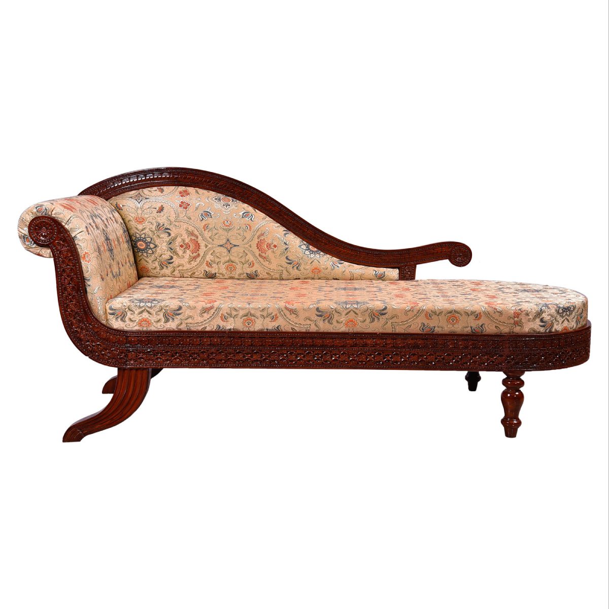 Teak Wood 3 Seater Diwan Sofa Rectangular Shape with Cotton Upholstery and Backrest for Home Manufacturers in Odisha