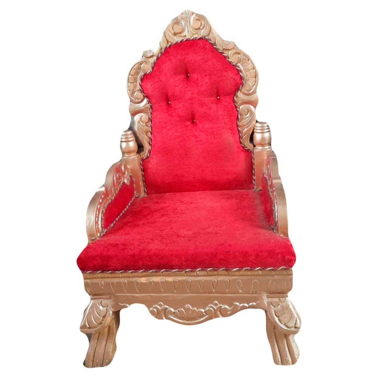 Antique Red Golden Wooden Wedding Chair Teak Wood Manufacturers in Guwahati