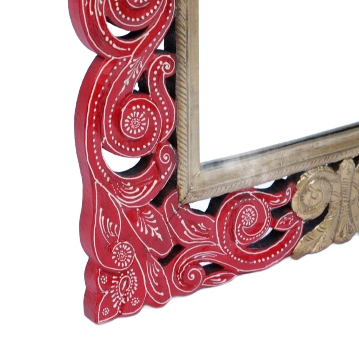 Colorful Wooden Mirror Frame Square Carved Design with Intricate Detailing for Modern Spaces Manufacturers in Andhra Pradesh