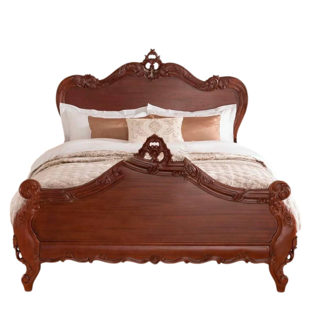 Customized Teak Wood Bedroom Furniture Set Antique Design with Polished Mahogany Finish Manufacturers in Raipur