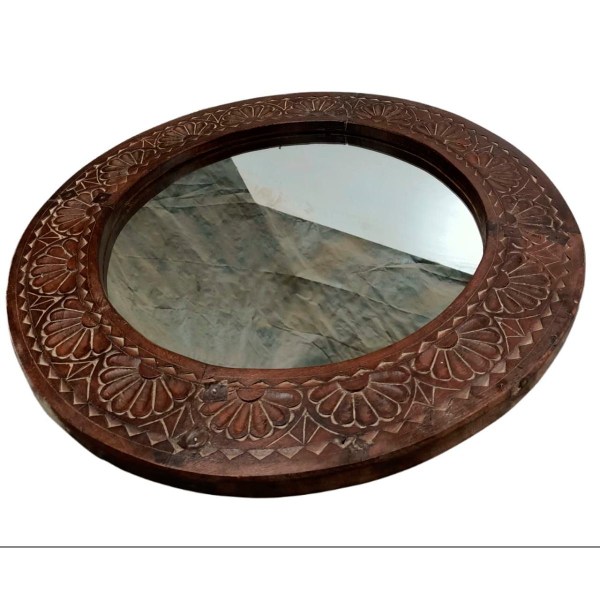 Elegant Brown Wooden Mirror Frame Carved Design for Timeless Home Decoration Manufacturers in Andhra Pradesh