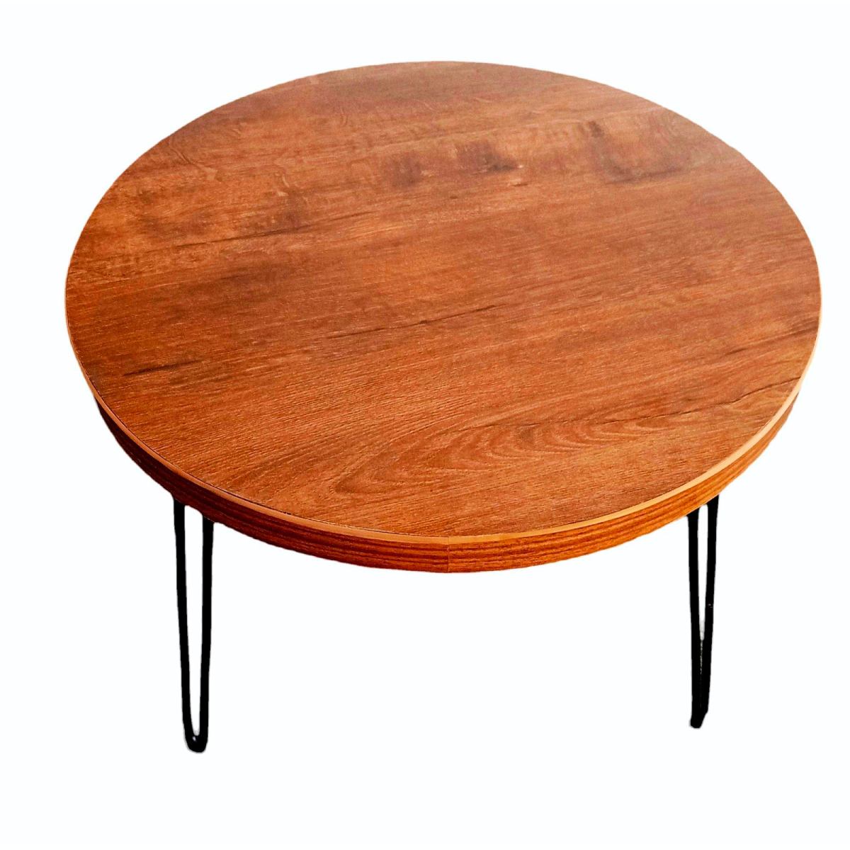 Functional Round Side Table with Open Storage and Engineered Wood Top Brown Color for Home Manufacturers in Imphal