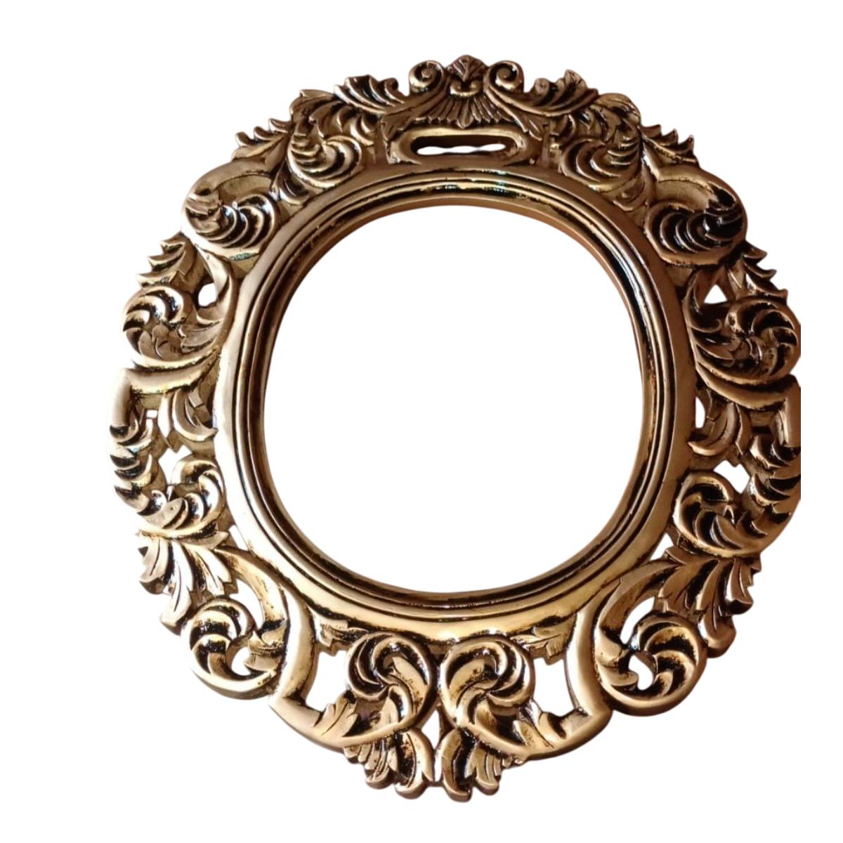 Golden Mango Wood Round Frame with Carved Design and Natural Sanding Finish Manufacturers in Andhra Pradesh