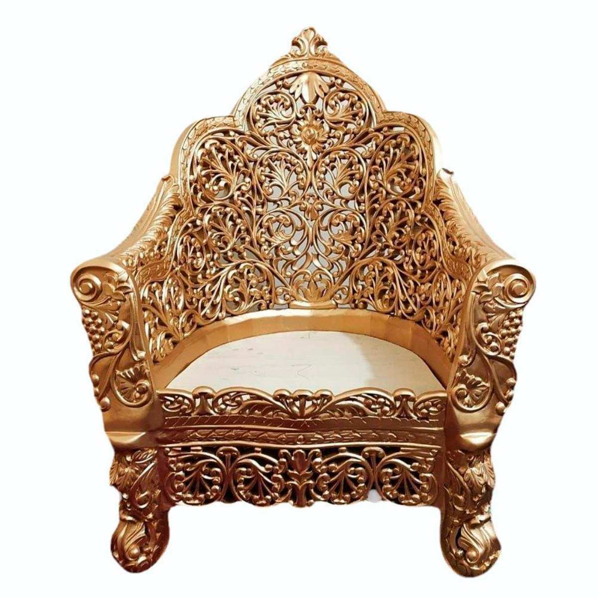 Golden Wooden Wedding Chair Polished Finish Modern Design for Weddings and Puja Manufacturers in Guwahati