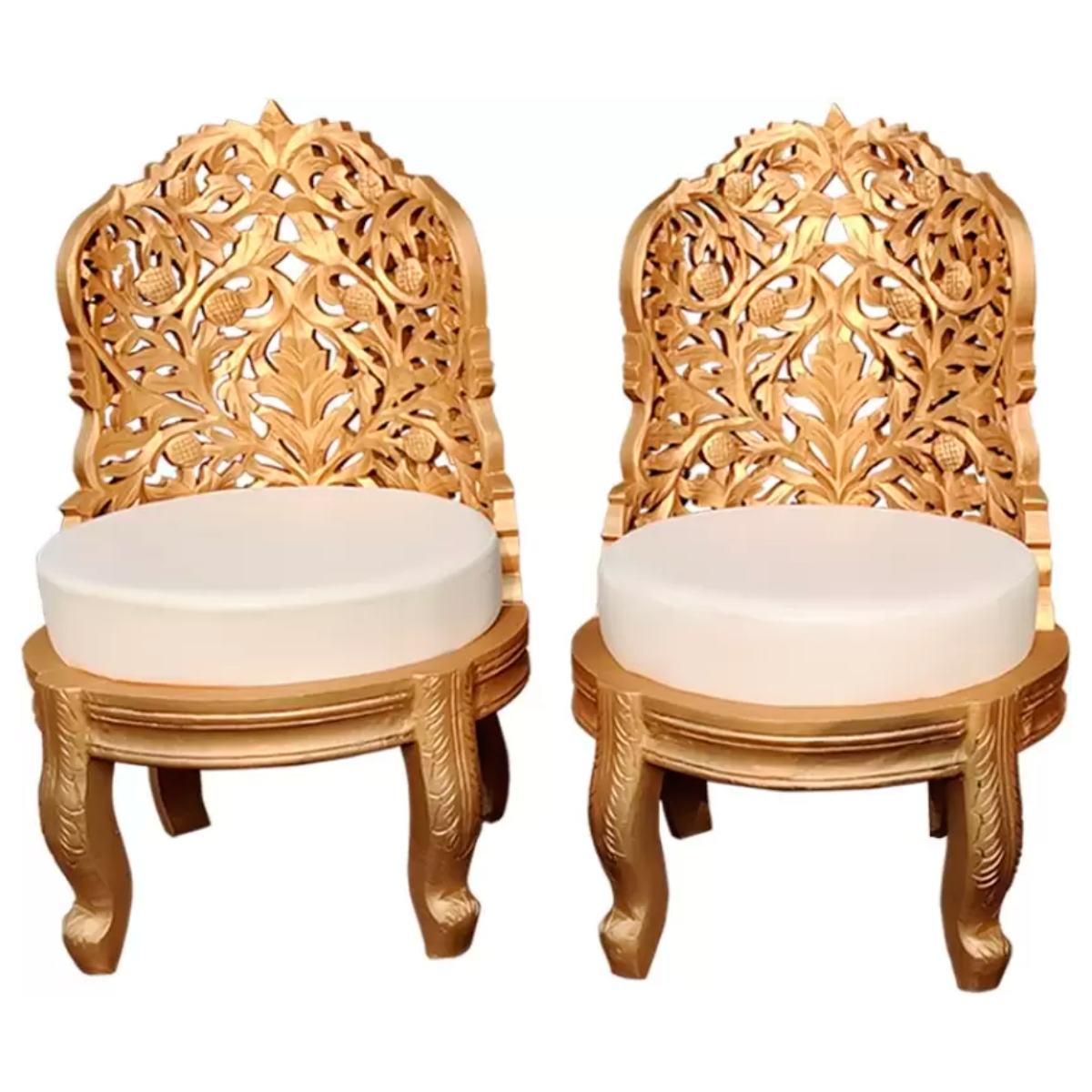 Golden Wooden Wedding Chair Polished Finish Modern Design for Weddings and Puja Manufacturers in Guwahati