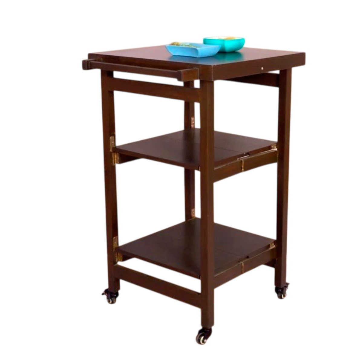 High quality Wooden Service Trolley Stand With 3 Shelves Melamine Finish Teak Wood and Custom Paint Coating Manufacturers in Manipur