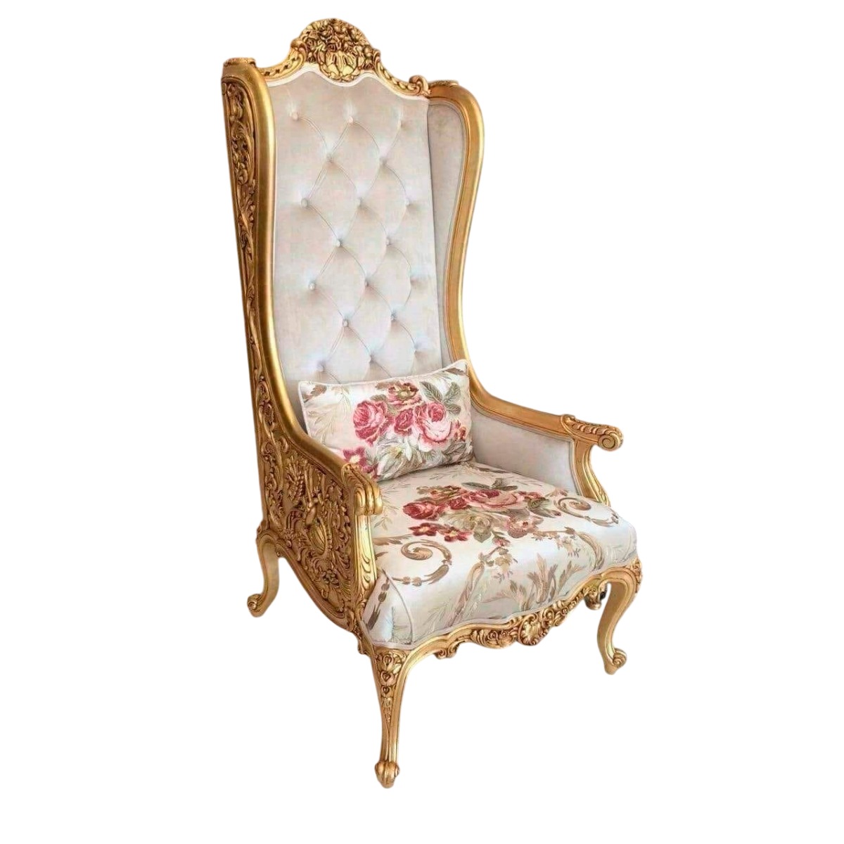 White Wooden Wedding  Chair with Leather Seat Printed Pattern Polished Finish Made in India Manufacturers in Guwahati