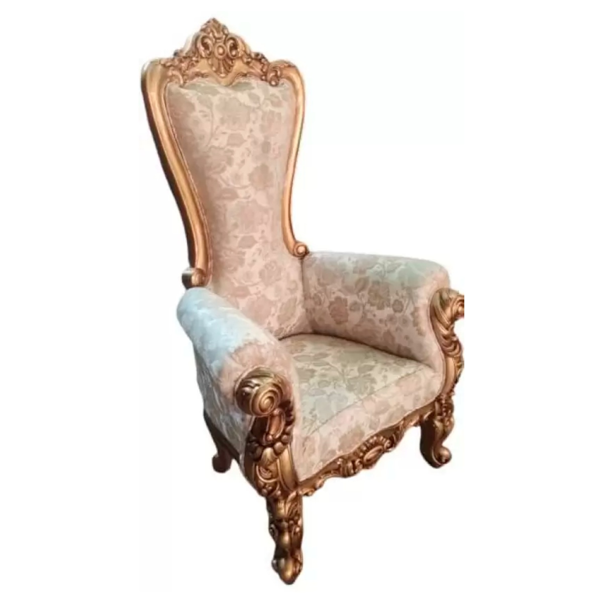 White Wooden Wedding  Chair with Leather Seat Printed Pattern Polished Finish Made in India Manufacturers in Guwahati