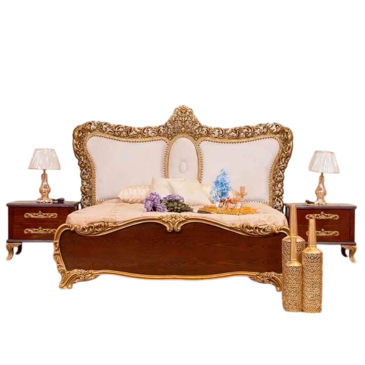 Sleek Teak Wood Eastern King Bed Set with Side Table Modern and Stylish Wooden Bedroom Furniture Set Manufacturers in Raipur