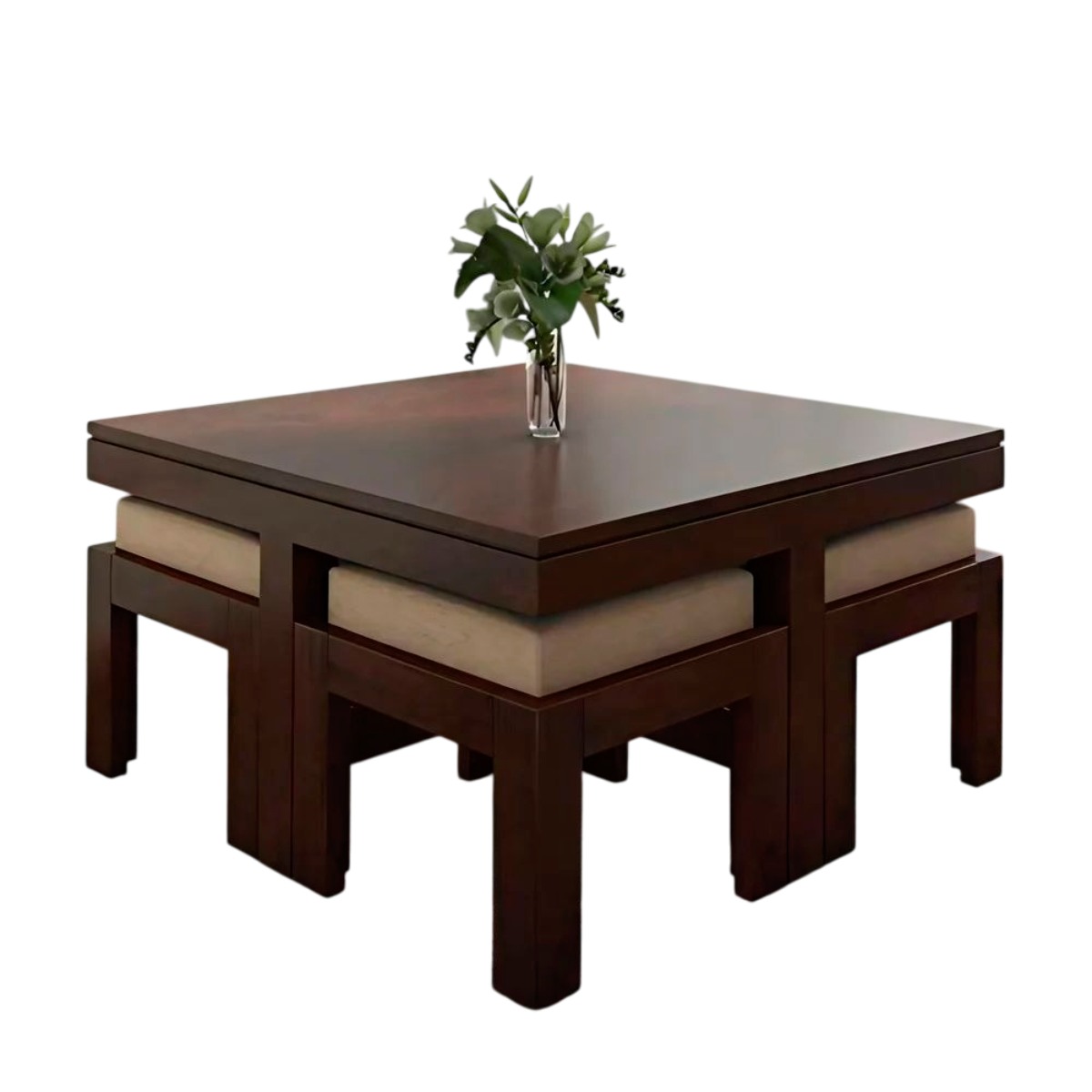 Sheesham Wood Square Table in Brown Non foldable Modern Design for Elegant Living Rooms Manufacturers in Gujarat