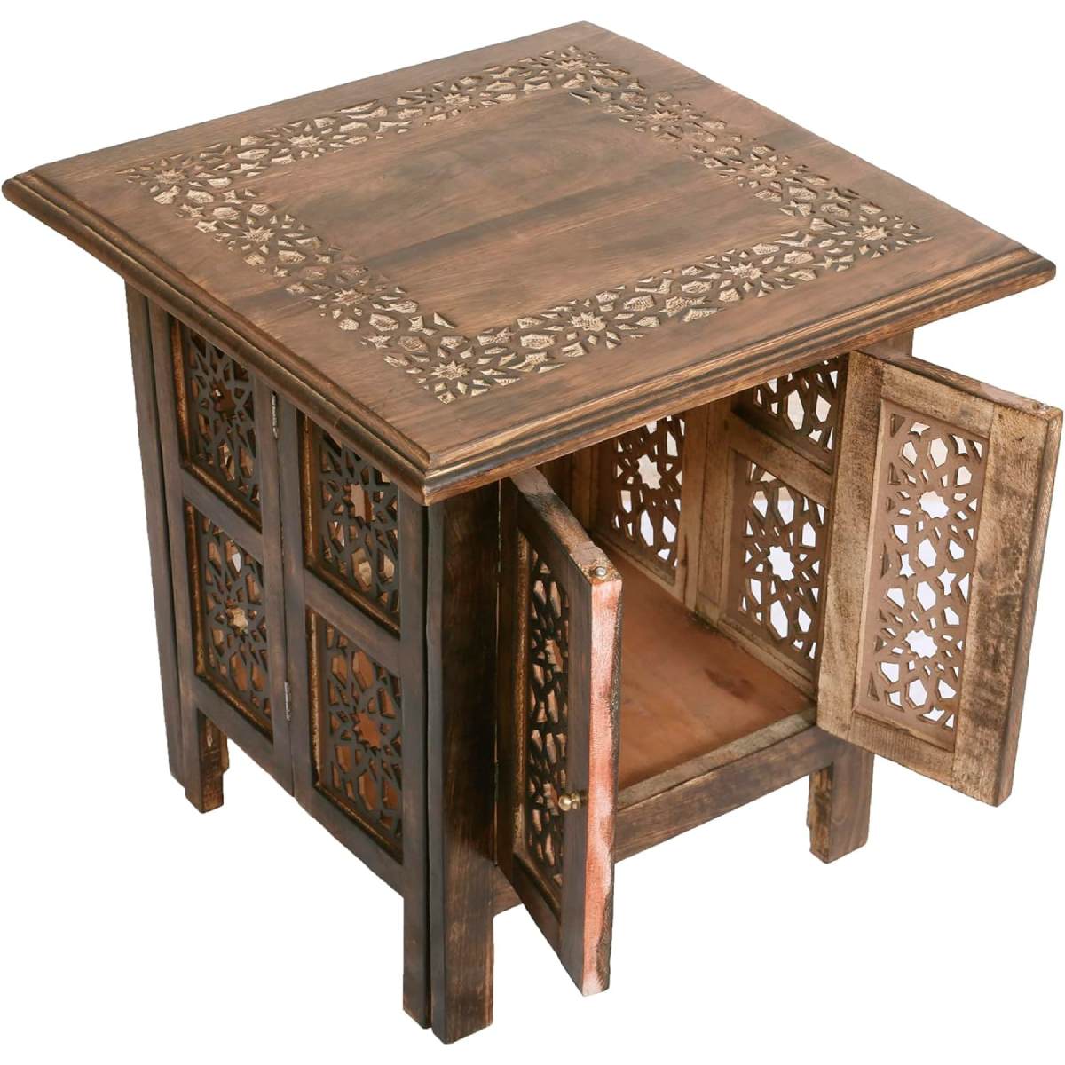 Stylish Rectangular Teak Wood Side Table with Polished Finish and Storage for Home Manufacturers in Imphal