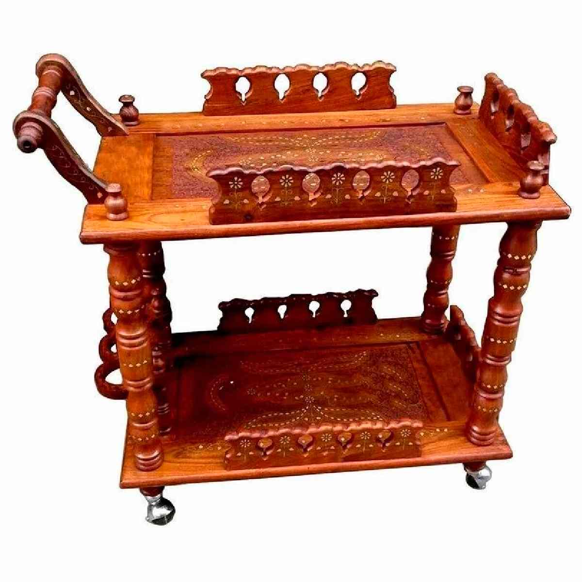 Stylish Wooden Service Trolley in Square Shape Perfect for Dining Lunch and Multi Purpose Use Manufacturers in Manipur