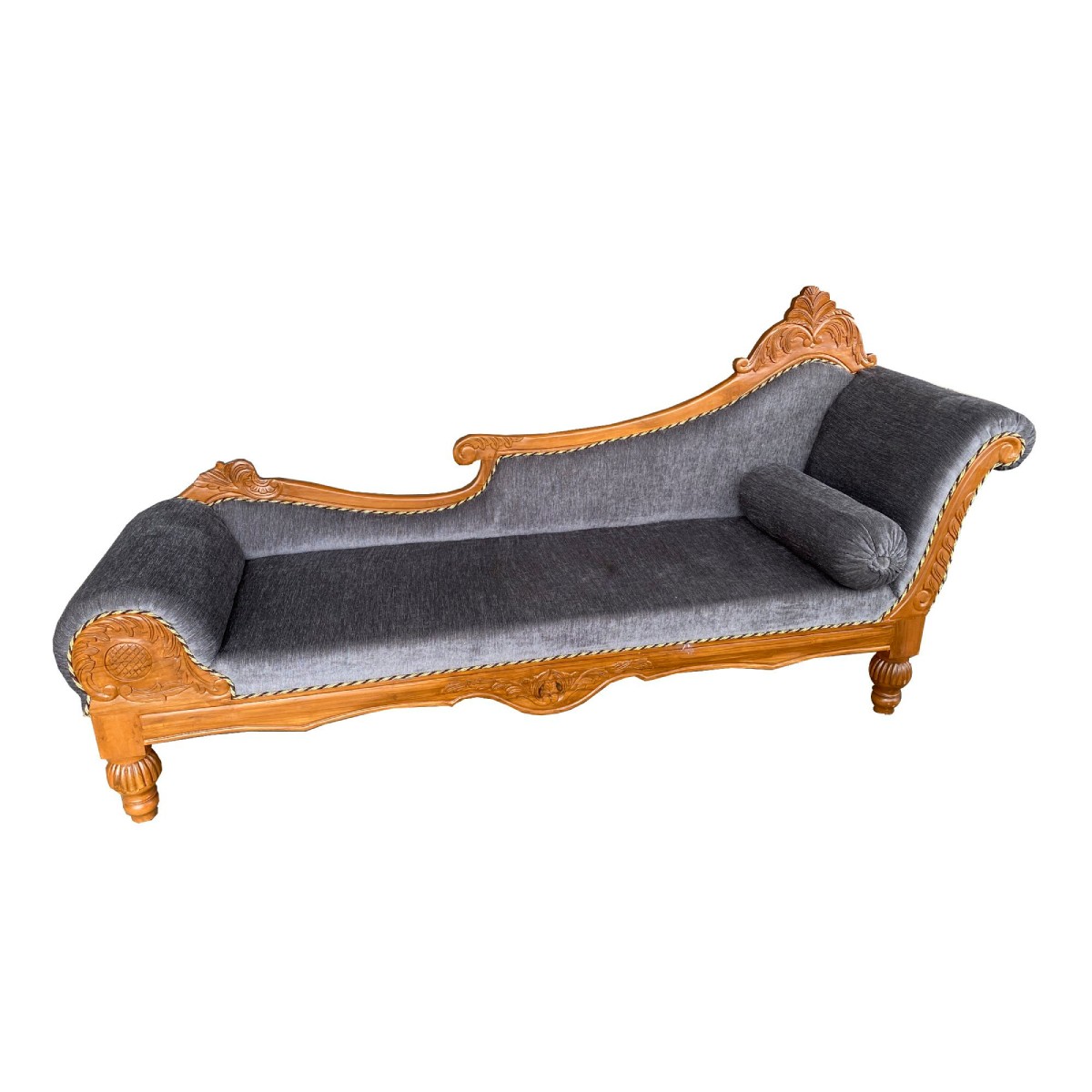 Modern Blue Velvet 3 Seater Diwan Sofa with Teak Wood Frame and Backrest for Home Manufacturers in Odisha