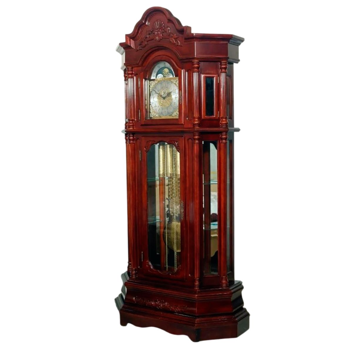 Traditional Floor-Mounted Grandfather Clock in Brown Pine Wood Battery Powered Manufacturers in Ahmedabad