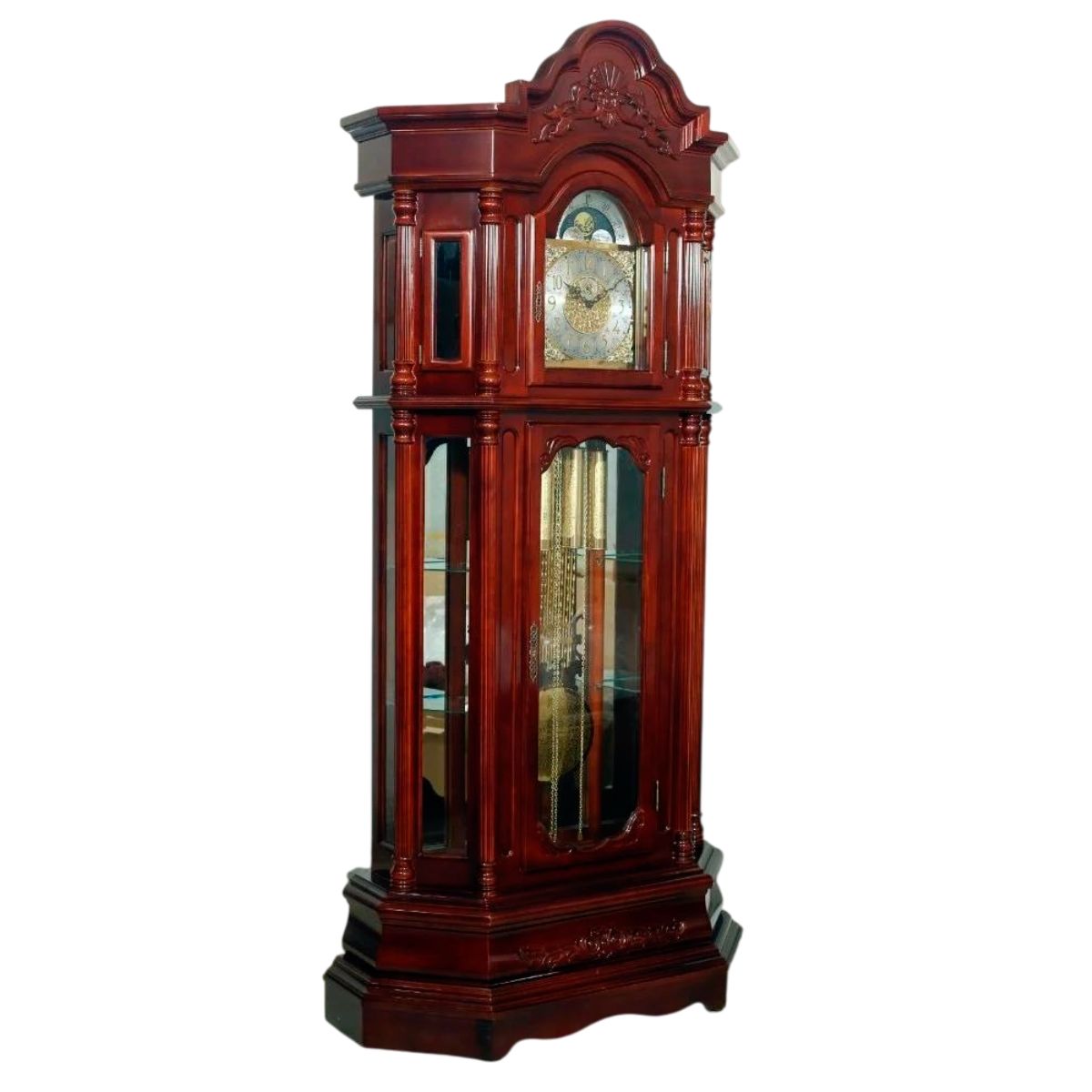 Traditional Floor-Mounted Grandfather Clock in Brown Pine Wood Battery Powered Manufacturers in Ahmedabad