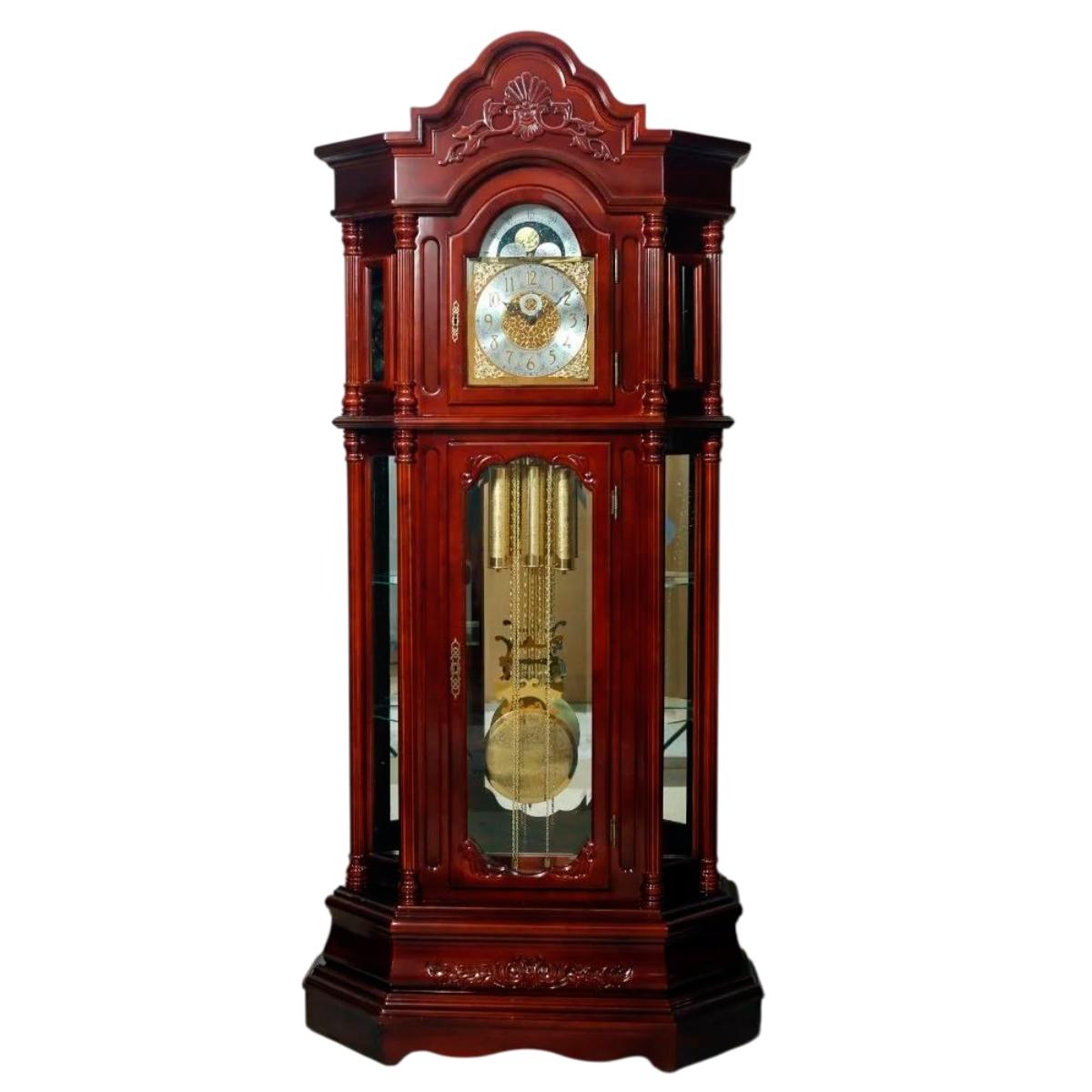 Traditional Floor-Mounted Grandfather Clock in Brown Pine Wood Battery Powered Manufacturers in Ahmedabad