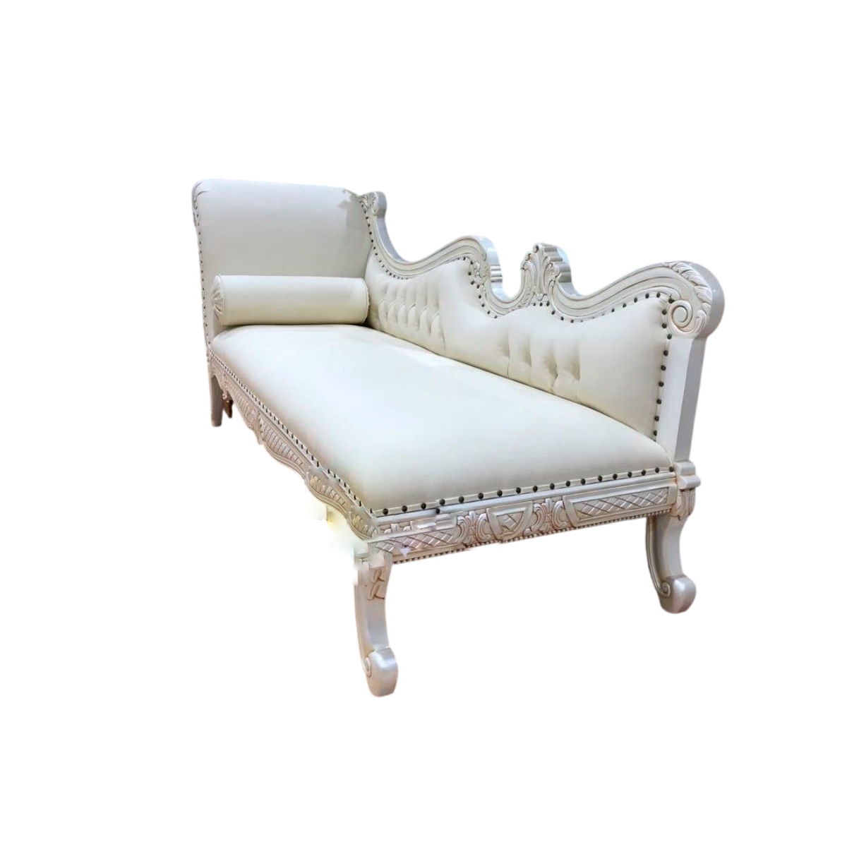 White Leather Wooden Couch Sofa with Teak Wood Frame and Backrest Rectangular Shape for Home Manufacturers in Chhattisgarh