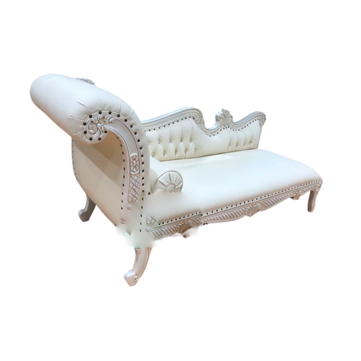 White Leather Wooden Couch Sofa with Teak Wood Frame and Backrest Rectangular Shape for Home Manufacturers in Chhattisgarh