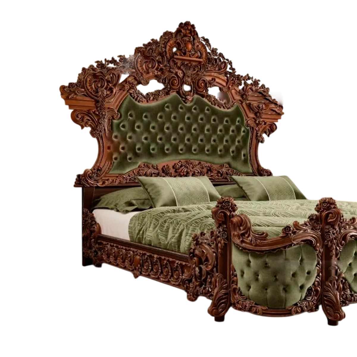 Wooden Bedroom Furniture Set with Carved Eastern King Bed and Storage - Teak Wood Natural PU Finish and Dressing Table Manufacturers in Raipur