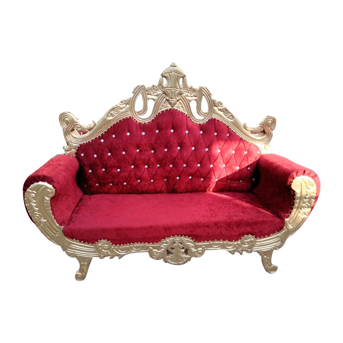 Yellow Wooden 2 Seater Wedding Sofa with Leather Seat Armrest Manufacturers in Indore