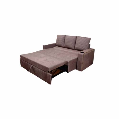 Brown Wooden 3 Seater Sofa Cum Bed with Leather Seat and Pull Out Double Bed Manufacturers, Suppliers, Exporters in Maharashtra