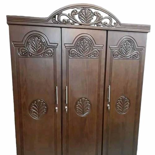 Brown Wooden Almirah 3 Door with Hinged Design and Locker for Home Use Manufacturers, Suppliers, Exporters in Tamil Nadu