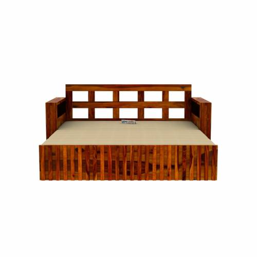 Elegant 3 Seater Sofa Cum Bed with Cotton Upholstery Storage and Teak Wood Frame Manufacturers, Suppliers, Exporters in Maharashtra