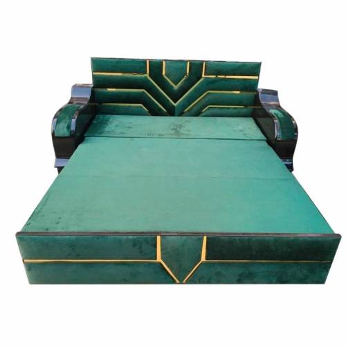 Green Velvet 3 Seater Sofa Cum Bed with Teak Wood Frame and Tight Back Perfect Manufacturers, Suppliers, Exporters in Maharashtra