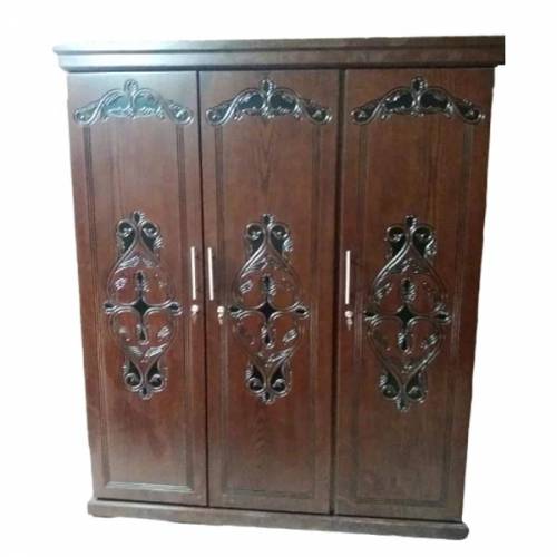 Home Wardrobe 3 Door Teak Wood Brown Color Hinged Modern Design with Locker Manufacturers, Suppliers, Exporters in Tamil Nadu