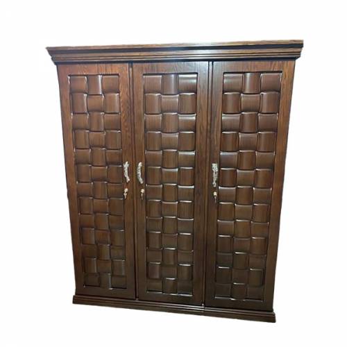 Home Wooden Wardrobe Teak Wood 3 Doors Hinged Design with Locker Brown Finish Manufacturers, Suppliers, Exporters in Tamil Nadu