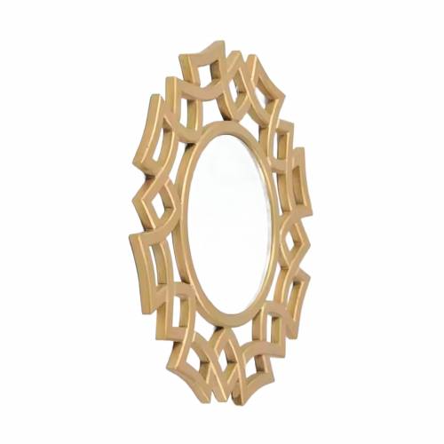 Modern Brown Wooden Decorative Mirror with Carved Design Round Shape for Everywhere Use Manufacturers, Suppliers, Exporters in Andhra Pradesh