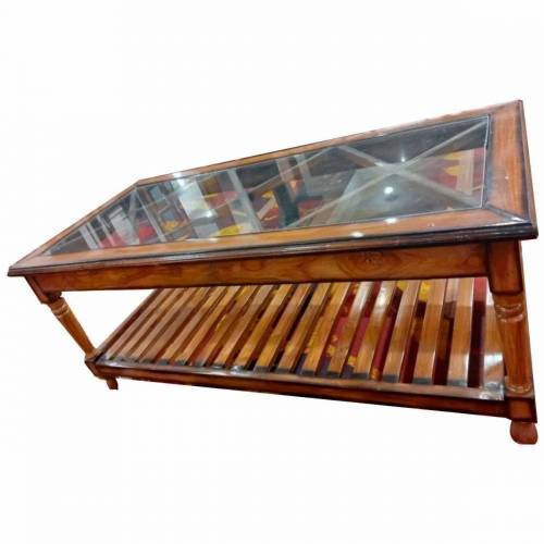 Modern Rectangular Wooden Center Table With Top Glass With Open Storage Perfect for Living Spaces Manufacturers, Suppliers, Exporters in Gujarat