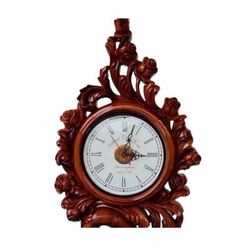 Peacock Design Wooden Standing Clock Teakwood Grandfather Clock with Natural Finish Manufacturers, Suppliers, Exporters in Ahmedabad