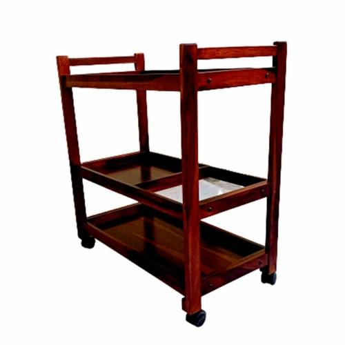 Premium Brown Wooden Service Trolley with Polished Finish and Easy Move Wheels Ideal for Restaurant and Bar Service Manufacturers, Suppliers, Exporters in Manipur