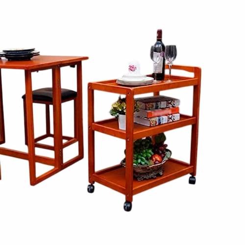 Premium Wooden Service Trolley Hotel Room Service Unit Brown Color Polish Finish and Wheels for Easy Mobility Manufacturers, Suppliers, Exporters in Manipur