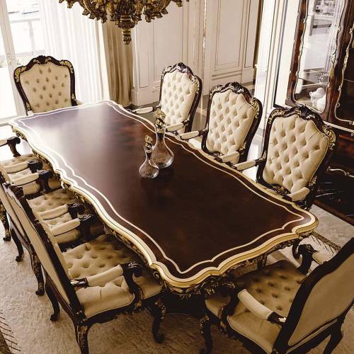 Rectangular Teak Wood Carved Dining Table with Wooden Top and Chairs Manufacturers, Suppliers, Exporters in Imphal