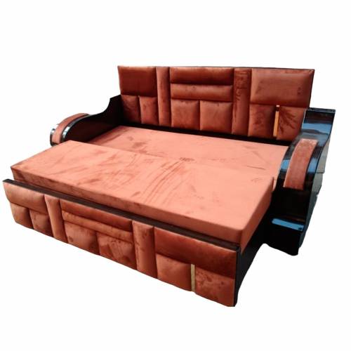 Stylish 3 Seater Sofa Cum Bed with Teak Wood Frame Brown Velvet Upholstery  Manufacturers, Suppliers, Exporters in Maharashtra