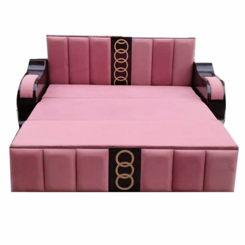 Teak Wood 2 Seater Sofa Cum Bed with Rexine Upholstery Rectangular Shape Manufacturers, Suppliers, Exporters in Maharashtra