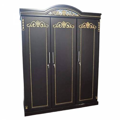 Teak Wood 3 Door Wardrobe Modern Design Brown Finish Wooden Almirah with Locker for Home Manufacturers, Suppliers, Exporters in Tamil Nadu