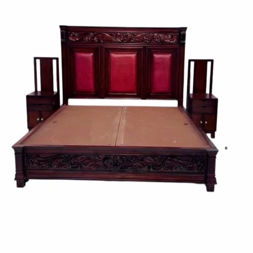 Teak Wood King Size Double Bed with Box Storage and Side Table Walnut Finish for Elegant Home Bedrooms Manufacturers, Suppliers, Exporters in Raipur