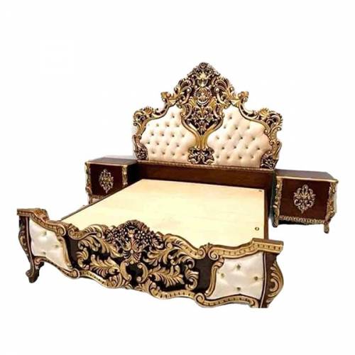 Teak Wooden King Size Double Bed With Box Storage Polished Surface Manufacturers, Suppliers, Exporters in Uttar Pradesh