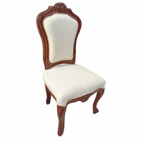 Wooden Frame Chair Antique Appearance White Color with Cushioned Back Manufacturers, Suppliers, Exporters in Karnataka