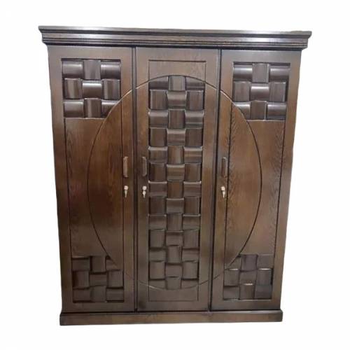 Wooden Wardrobe 3 Hinged Doors Teak Wood Brown Finish with Locker for Home Manufacturers, Suppliers, Exporters in Tamil Nadu